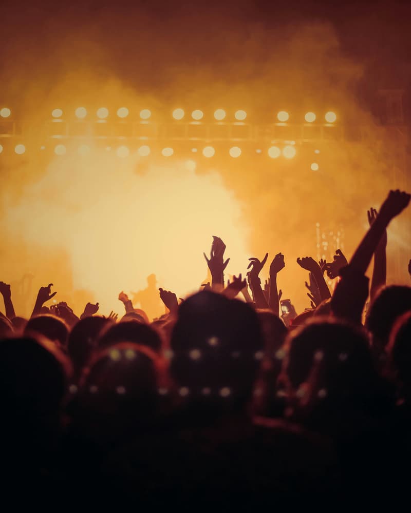 Público con las manos en alto durante un concierto